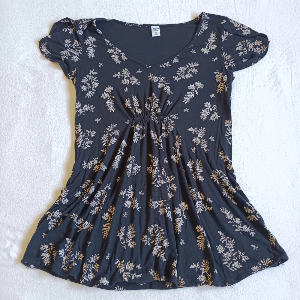 Old Navy Maternity Sz XS Black Flutter Sleeve Ruched Blouse